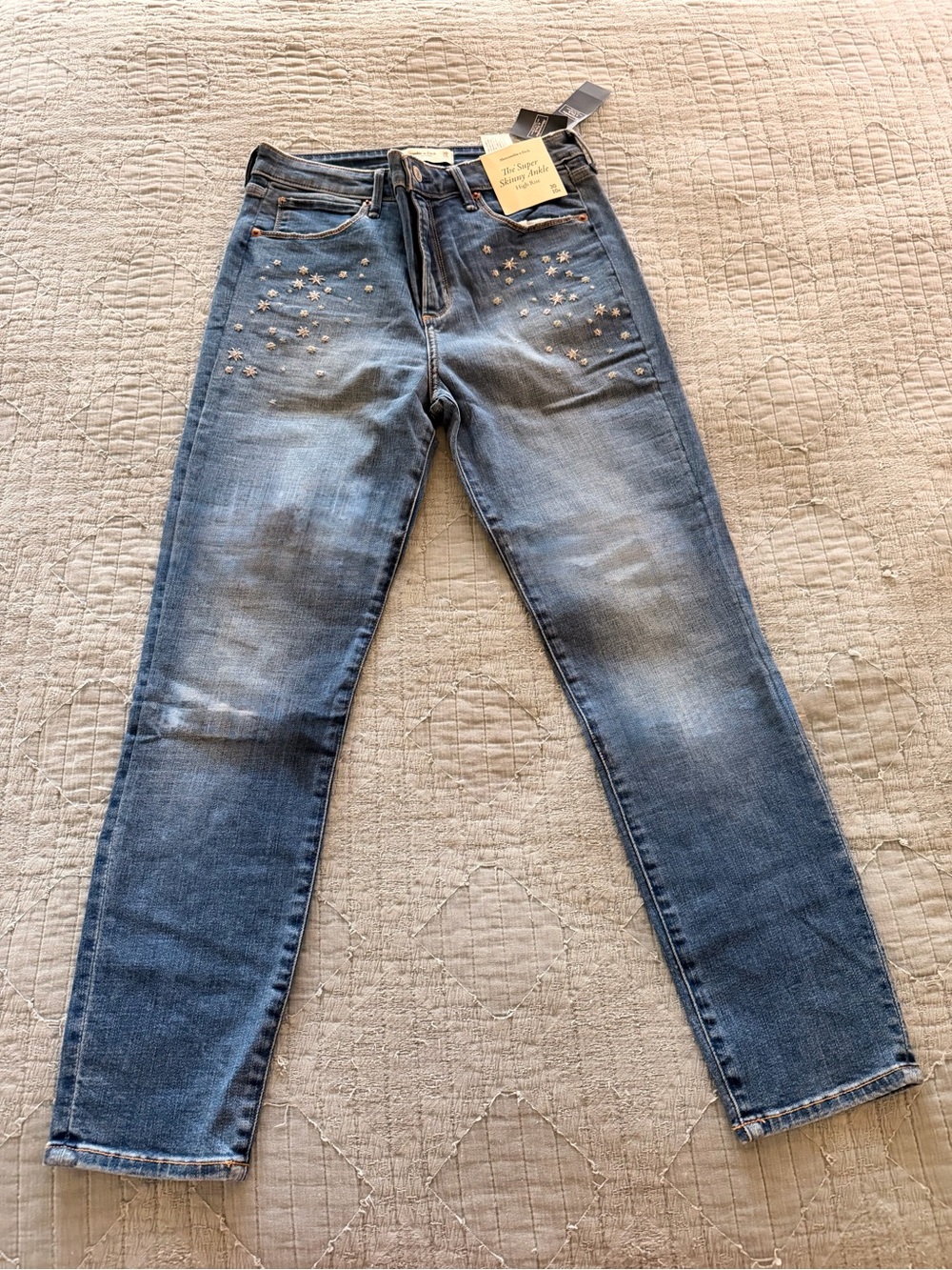 Abercrombie & Fitch Light Blue Star-Studded Boyfriend Jeans